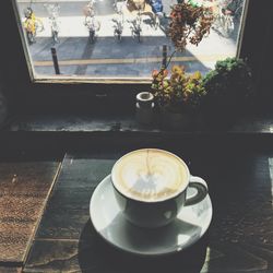 Coffee cup on table