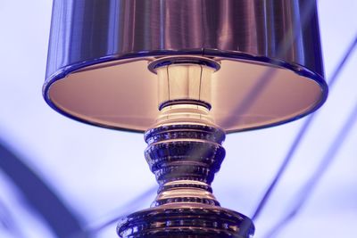 Low angle view of blue lamp
