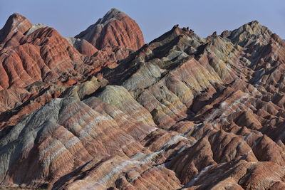 Rock formation on landscape against sky