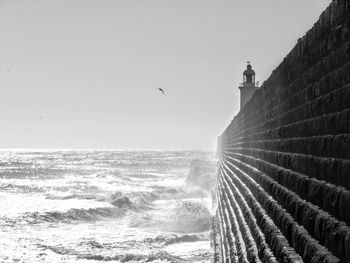 Scenic view of sea against clear sky