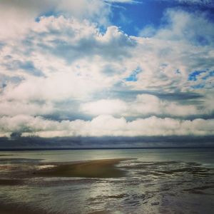 Scenic view of sea against cloudy sky