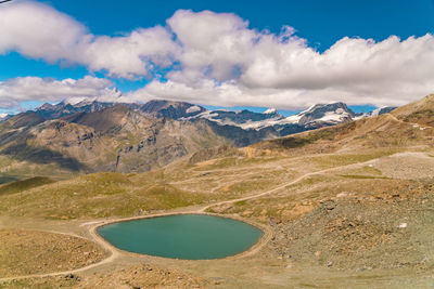 Panoramic view of landscape and mountains against sky