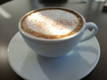 High angle view of coffee on table