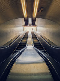 High angle view of escalator