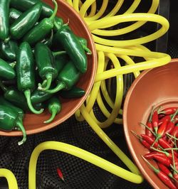 High angle view of vegetables in container