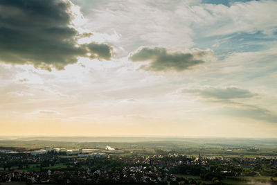 High angle view of townscape against sky