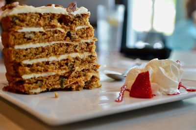 Close-up of cake in plate