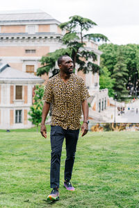 Afro american stylish man in european city