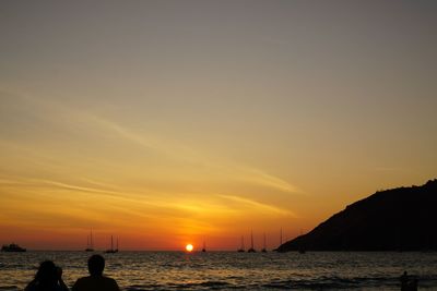 Scenic view of sea during sunset