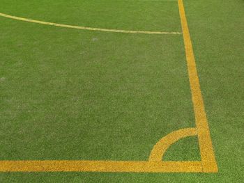 High angle view of soccer field