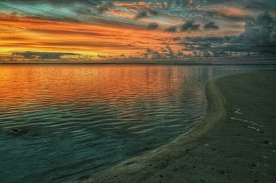 Scenic view of sea at sunset