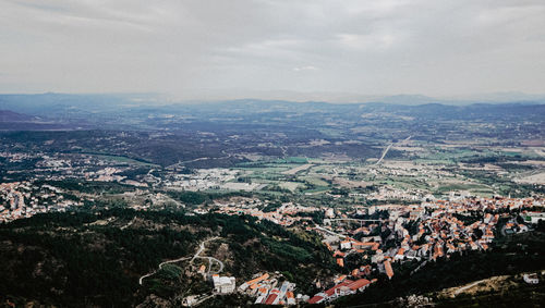High angle view of townscape against sky
