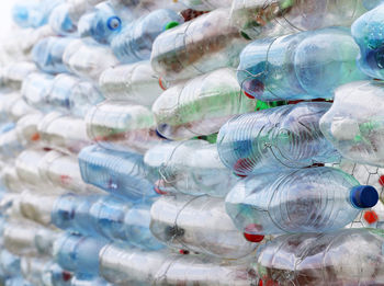 Full frame shot of plastic bottles