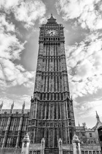 Low angle view of eiffel tower against sky