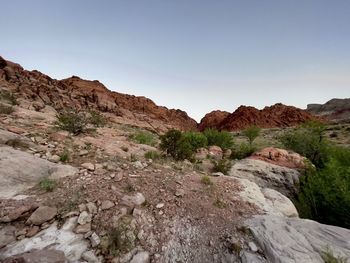 Scenic view of mountains against clear sky