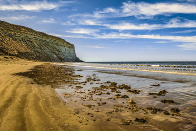 Scenic view of beach against sky