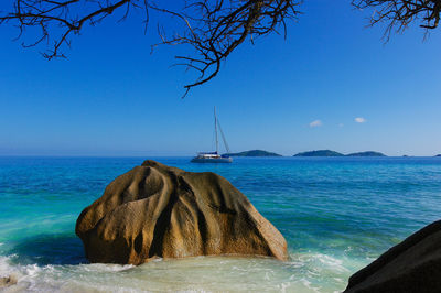 Scenic view of sea against clear sky