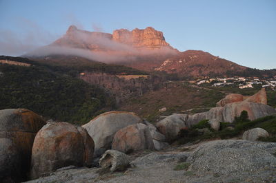 Scenic view of rocky mountains against sky