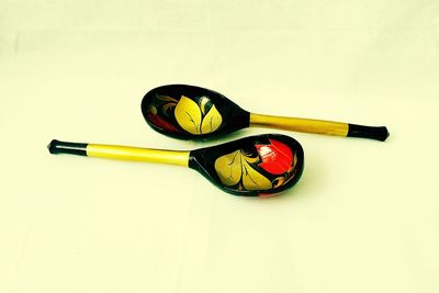 High angle view of multi colored pencils on table