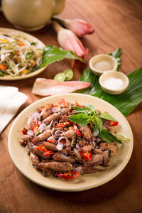 High angle view of salad in plate