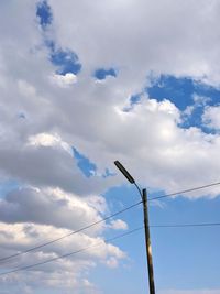 Low angle view of electricity pylon against sky