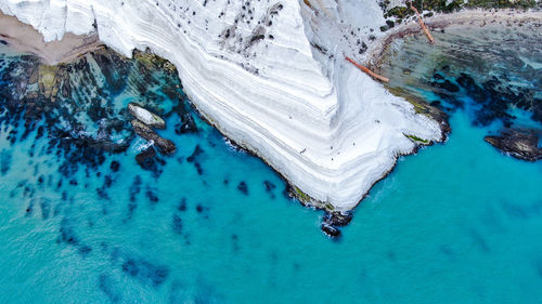 High angle view of swimming pool by sea