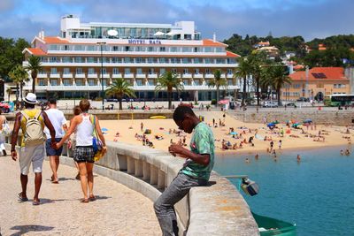 People playing on beach