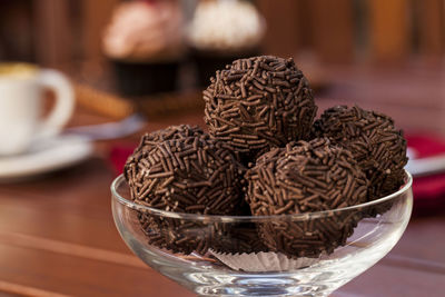 Close-up of dessert on table