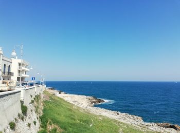 Scenic view of sea against clear sky