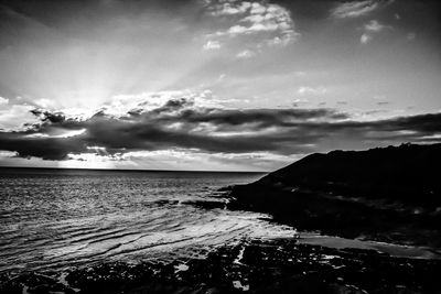 Scenic view of sea against cloudy sky