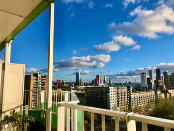 Modern buildings in city against sky