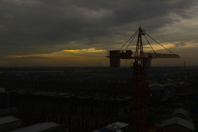 Commercial dock against dramatic sky