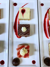 Directly above shot of cake served on plate