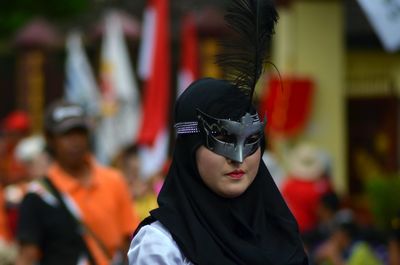 Portrait of person wearing mask