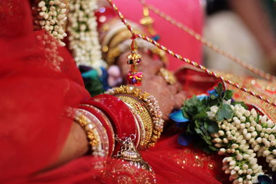 High angle view of bride during wedding