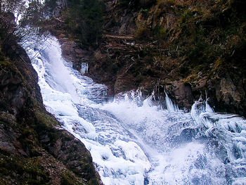 Scenic view of waterfall in forest