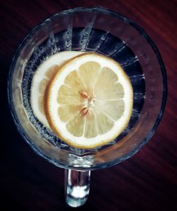 Directly above shot of drink in glass