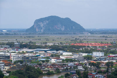 High angle view of townscape against sky