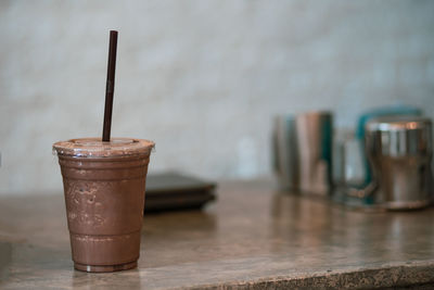 Close-up of coffee on table