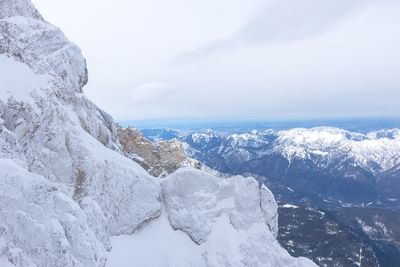 Scenic view of sea against sky during winter