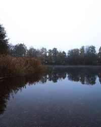 Scenic view of lake against clear sky