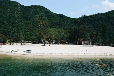 Scenic view of beach against sky