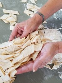 Close-up of person preparing food