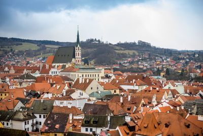View of cesky krumlov castle and townscape