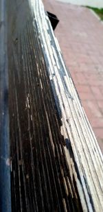 Close-up of old wooden bench