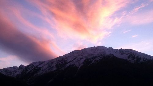 Scenic view of mountains against cloudy sky