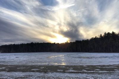 Scenic view of landscape against sky during sunset