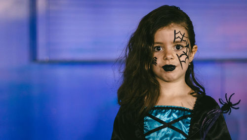 Portrait of a girl with halloween makeup.