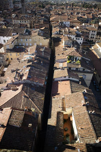 High angle view of buildings in city