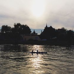 View of boats in river